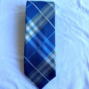 Jones New York Mens Blue Plaid Silk Blend Tie Coastal Preppy Career Poetcore